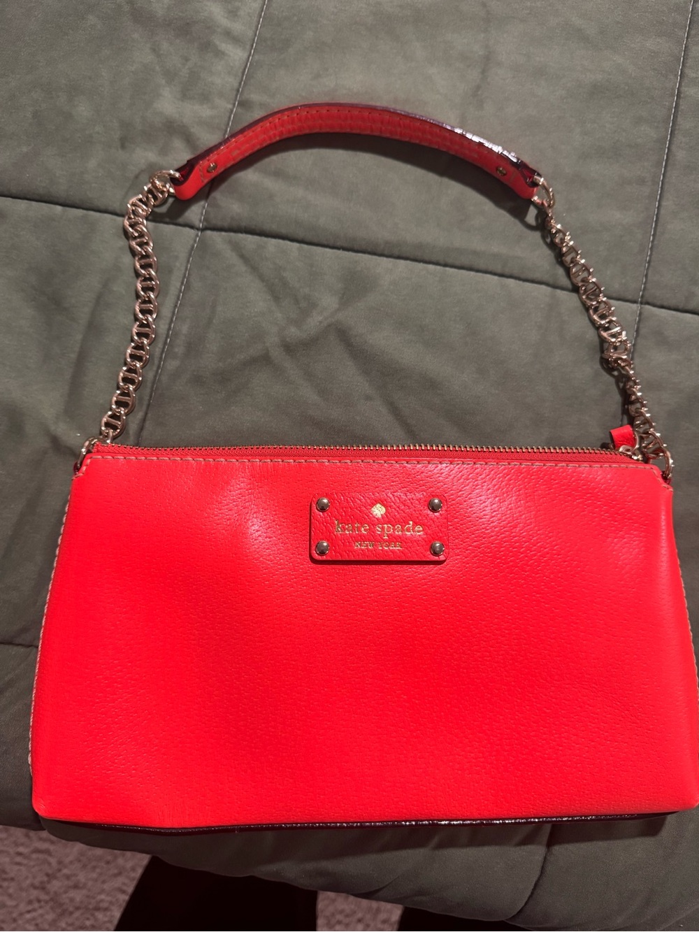 kate spade Red Leather Chain-Handle Shoulder Bag with Gold Hardware